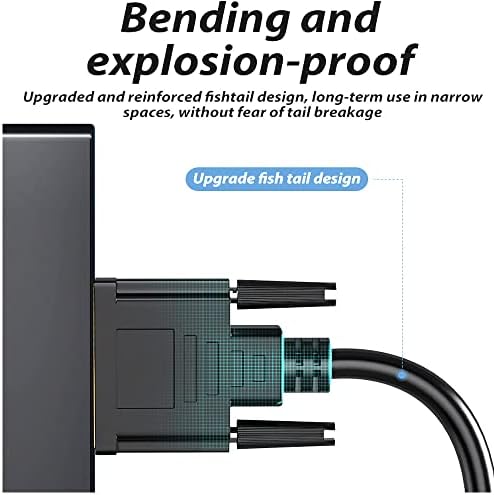 Herfair USB ל- VGA מתאם כבל, 1080p@60Hz USB 3.0 עד 15 PIN VGA D-SUB ממיר זכר לזכר USB למתאם SVGA
