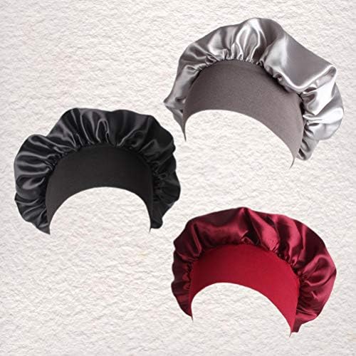 DOITOOL שינה שיער כובע 32x32 סמ 3 יחידות סאטן אלסטי רצועה רחבה כובע שינה גבירותי Chemo CAP הגנה