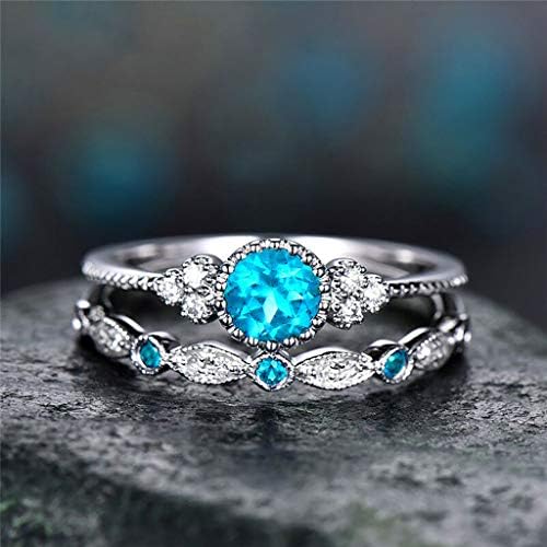 טבעות זוגיות עגולות טבעות נישואין ריינסטון מגדירות סט טבעת כלות נצחיות