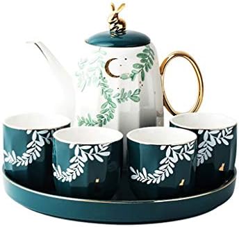 קוג'וקס סט תה ירוק כוסות וספלים הביתה נורדי ארנב קומקום קרמיקה קרמיקה מתקן חמש חלקים עם ערכות תה מגש