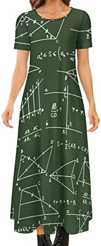 אני שונא שמלת שרוול קצרה של נשים מתמטיקה שמלת צוואר עגול שמלת שמלות ארוכות מזדמנים