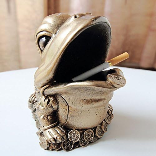 חומר סינטטי עתיק סיני צפרדעי זהוב עיצוב דקורטיבי סיגריות סיגריות לאפרות לקישוט הבית/רכב/משרד/מלון/בר