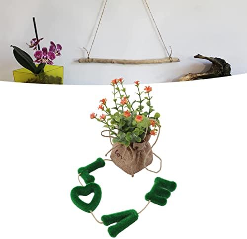 סיראנק פרחים מלאכותיים תליית סל עבור חיצוני מקורה, אהבת תליית פרח סל פלסטיק ופשתן תליית מלאכותי עציץ