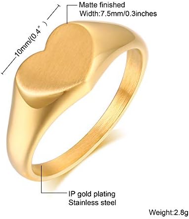 טבעת חותם סגלגלה/לב עדינה מנירוסטה במילוי זהב 18 קראט לנשים ילדה טבעת שכבות שמנמנה להקת טבעת