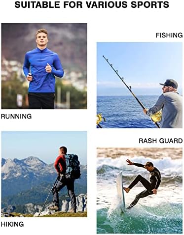 TBMPOY לגברים 1/4 מיקוד שרוול ארוך חולצות כיס הגנה מפני השמש UPF 50+ טיולים יבש מהיר דיג דיג