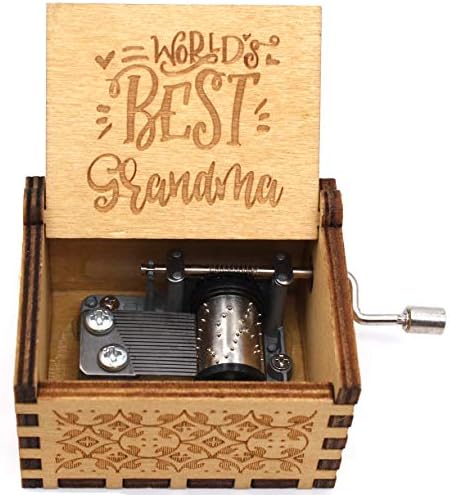 קופסת מוזיקת ​​עץ Ukebobo - קופסת המוזיקה הסבתא הטובה ביותר לעולמות - מתנות לסבתא - סט 1