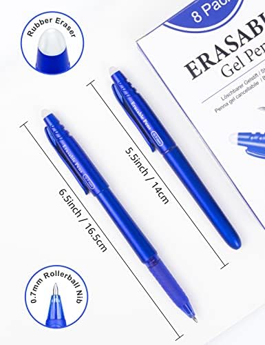 מחיק ג 'ל עטים 0.7 ממ, קריפי כחול חום מחיק בסדר נקודת כדורי עטים, לעשות טעויות להיעלם, ג' ל דיו
