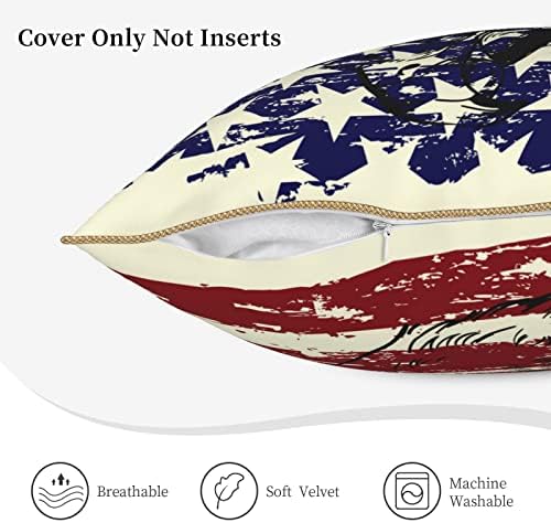 חבילת Myshe של 2 קטיפה דגל אמריקאי ייחודי כרית דקורטיבית כיסוי כיסוי ספה מכונית חדר שינה 18 x 18 -אינץ