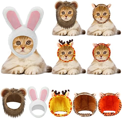 5 יח 'כובע חתול כובע ארנב תחפושות מקסים עם אוזניים כובע חתול מצחיק לחתולים וכלבים קטנים חתלתול גור