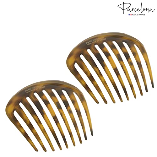 פרסלונה צרפתית חלק קצה 3 סט של 2 צלולואיד צרפתית שיער צד קומבס גמיש עמיד חזק להחזיק שיער קליפים לנשים לא להחליק