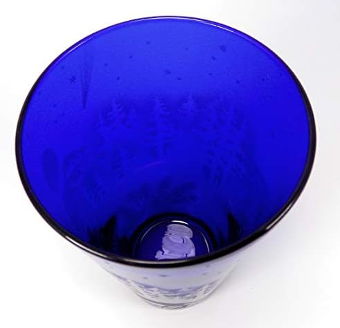יד חרוט קובלט כחול קריר גביע התזת חול זכוכית כוס 17 אונקיה בעבודת יד ארהב חקוק