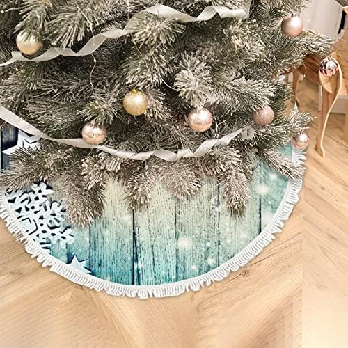 חצאיות עץ חג המולד xollar גדולות 48 אינץ 'עץ חג המולד, פתיתי שלג, קישוטי חג המולד חיצוניים מקורה מחצלת