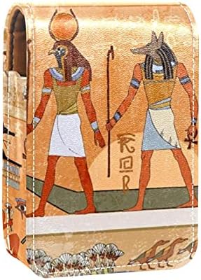 מצרי עתיק אלים הפרעונים מיני שפתון מקרה עם מראה עבור ארנק נייד מקרה מחזיק ארגון