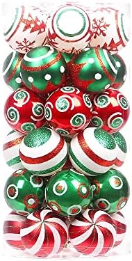 30 יחידות חג המולד כדור קישוטים, דקורטיבי תכשיטים זולים, עץ חג המולד קישוט תליית כדורי, מחוסמת עם בסדר מהבהב