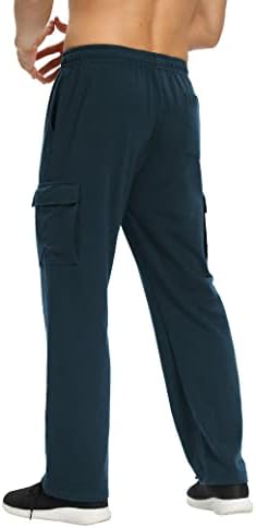 דיבאולונג גברים מטען מכנסי טרנינג פתוח תחתון רחב ישר רגל יוגה זיעה מכנסיים מזדמנים ספורט מכנסיים עם כיסים