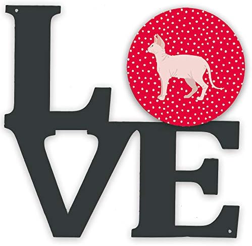 אוצרות קרוליין 5718 ואלב ספינקס חתול אהבה מתכת קיר יצירות אמנות אהבה, אדום,