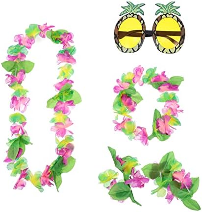 Inoomp 1 סט של המסיבה בהוואי ציוד סימולציה של פרחים גרלנד לואו מסיבת משקפי אננס