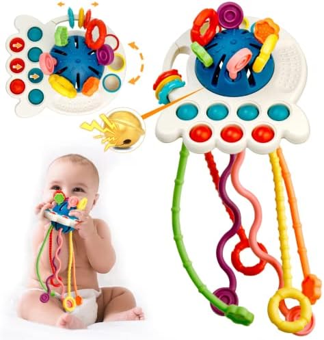 צעצועים לתינוקות Bluelf 6 עד 12 חודשים, צעצועי מונטסורי חושיים למשך 1 2 בן 3, צעצוע פעילות מיתרים