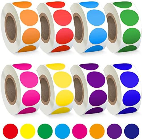 4000 יחידות צבעוני דוט מדבקות מעגל צבע קידוד תוויות, 8 צבע סגנון צבעוני קידוד תווית מדבקת עבור