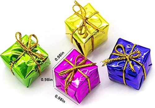 24 חבילה מבריק מיני מתנת קופסות עץ חג המולד קופסות קישוטי עץ תליון קישוט