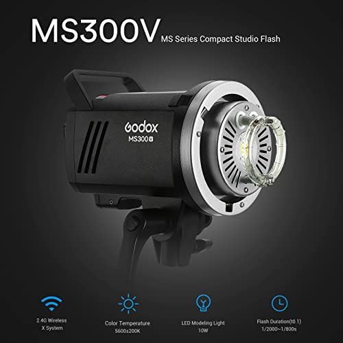 Godox MS300V MS300-V Studio Flash 300W 110V 5600K, 2.4G Wireless X System Flash, מנורת דוגמנות משודרגת, Bowen