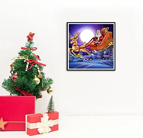 ערכות ציור יהלומים DIY למבוגרים וילדים, סנטה קלאוס ויהלומי צבי ציורי אמנות 5D קריסטל עגול מקדח מלא קישוט