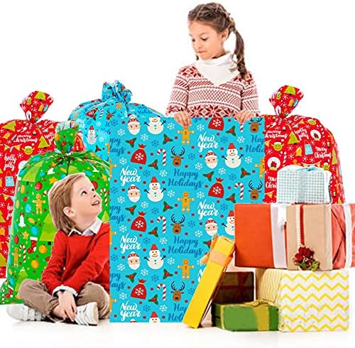 אומואמואה 6 חבילות שקיות מתנה ענקיות לחג המולד-חג המולד ג 'מבו מציג שקיות 49 על 35.5 ו-36.5 על 34.5 עם כרטיסי