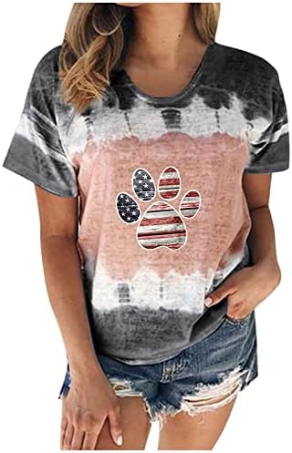 צמרות חמניות דגל אמריקאי נשים עניבת אופנה צבע 4 ביולי פטריוטיות 2023 חולצות יום עצמאות קיץ חולצות