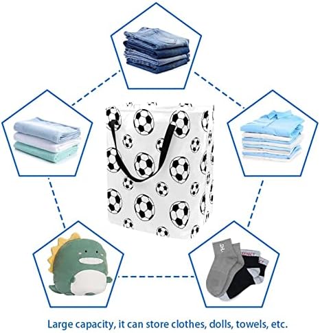 סל כביסה מתקפל בהדפס כדורגל, סלי כביסה עמידים למים 60 ליטר אחסון צעצועי כביסה לחדר שינה בחדר האמבטיה