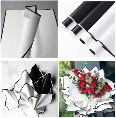 טבעי 20 גיליונות שחור לבן אצולה גבול פרח גלישת נייר חנות פרחים זר אספקת עמיד למים לעבות פרחוני