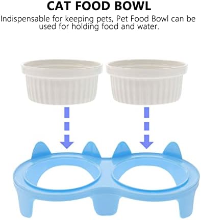 כחול חתול קערת 1 סט של חתול קערות כפול מזון ומים קערות מוגבה חתול קערות עם מעמד פלסטיק קטן כלבים האכלת קערה