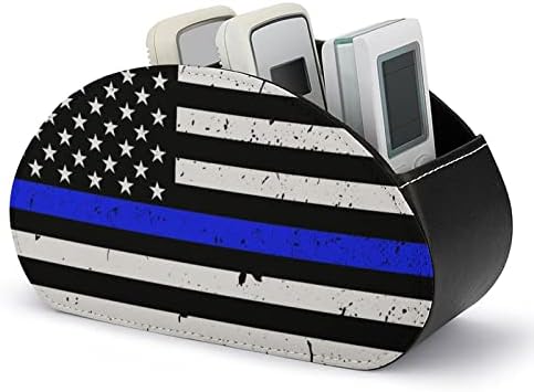 משטרה כחולה קו דגל אמריקאי הדפסת טלוויזיה מארגן מרחוק מחזיקי בקרת קופסאות עור PU 5 תאים מיכל אחסון