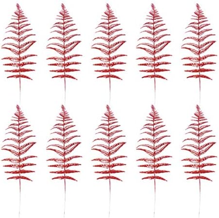 Sewroro 10 יח 'עלים נצנצים לחג המולד בוחרים עלי חג המולד מלאכותיים ענפי ענפי עץ חג המולד קישוט לקישוטים