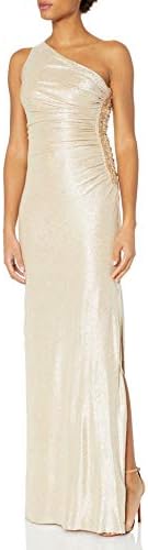 שמלת כתף אחת של קלווין קליין עם רוצ ' ינג צדדי ופרטי חרוזים-שמלות רשמיות לנשים לאירועים מיוחדים