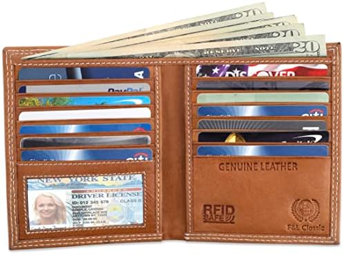 ארנק היפסטר גדול דו-קפל, 13 חריצים לכרטיסי אשראי, באפלו וינטג ' בראון