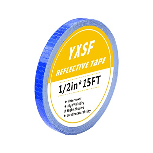 קלטת בטיחות רפלקטיבית של YXSF, 1/2 אינץ '× 15 רגל רצועות רפלקטיביות כחולות, צמיגות גבוהה קלטת