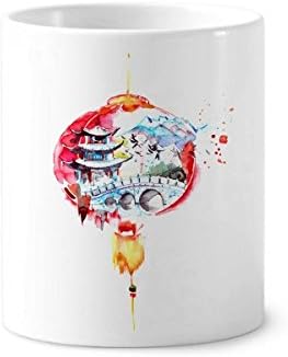 סין פנס סיני גשר ציור מברשת שיניים מחזיק עט ספל קרמיקה עמדת עיפרון כוס