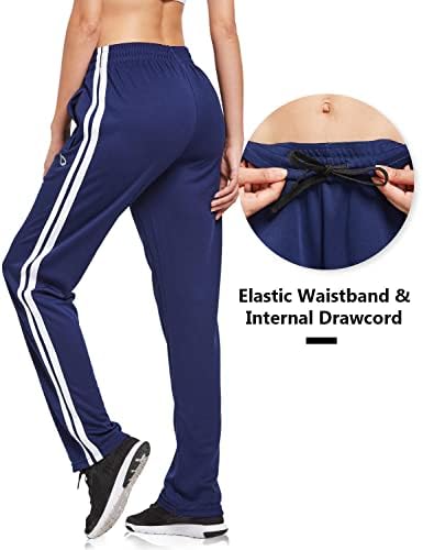 מכנסי מסלול לנשים של Baleaf מכנסיים אתלטים מפעילים מכנסי טרנינג רוכסן כיסי ספורט חימום מכנסי רץ קלים קל משקל