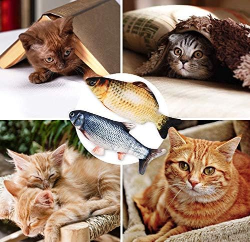 קולורדינג זז בועט חתול צעצוע דגים, דגים 12 דגים מציאותיים, חיות מחמד אינטראקטיביות לעיסה לועס לחתול