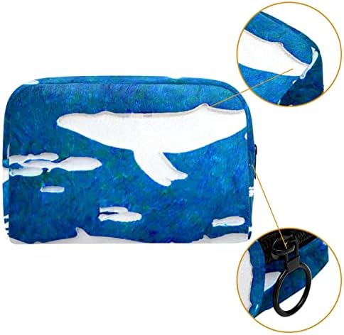 תיק קוסמטי של TbouoBt לנשים, תיקי איפור מרווחים לטיול טאלה מתנת נסיעות, דג כחול אוקיינוס