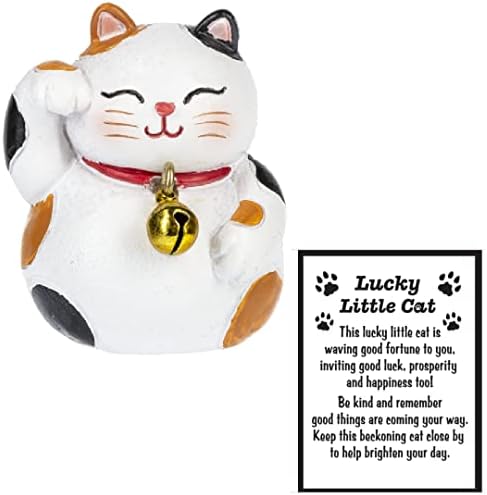 מזל חתול, זרוע אסייתית מנופפת, קסם כיס קליקו חום ולבן, אביזרי תפאורה או מתנות מנקי נקו, Finder Finder Ceramic