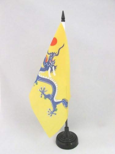 דגל AZ דגל דרקון סיני דגל שולחן 5 '' x 8 '' - דרקונים של דגל שולחן סין 21 x 14 סמ - מקל פלסטיק שחור ובסיס