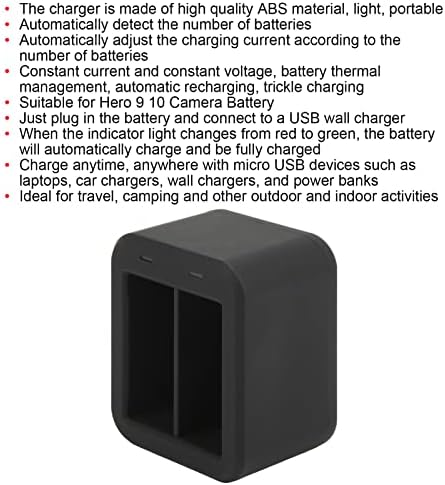 מטען סוללות מצלמה של מצלמה Jopwkuin, סוללת ABS שחורה ניהול תרמי נייד סוג C מטען סוללות מצלמה