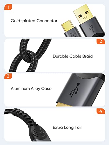 חבילה של כבלים - 2 פריטים כבל USB C קצרים 3A טעינה מהירה 2 פאק 1ft + USB קצר 2.0 לכבל USB C 0.8ft