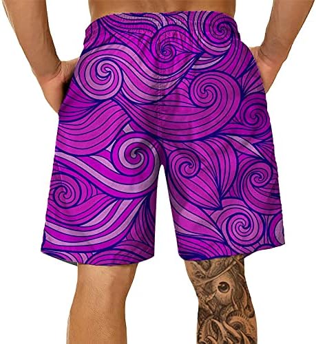 גזעי שחייה בקיץ של Beuu לגברים, יבש מהיר מצחיק גלי תלת מימד להדפיס מכנסיים קצרים של מכנסיים קצרים בהוואי חוף הוואי