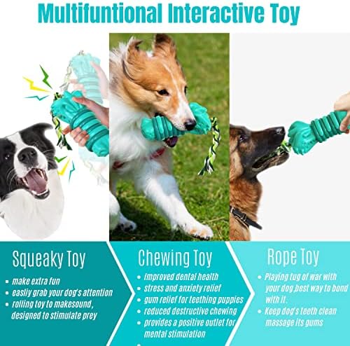 דודולובי צעצועים לעיסת כלבים קשוחים לעיסה אגרסיבית, צעצוע כלבים חריקת לכלב בינוני גדול, צעצועים לכלבים