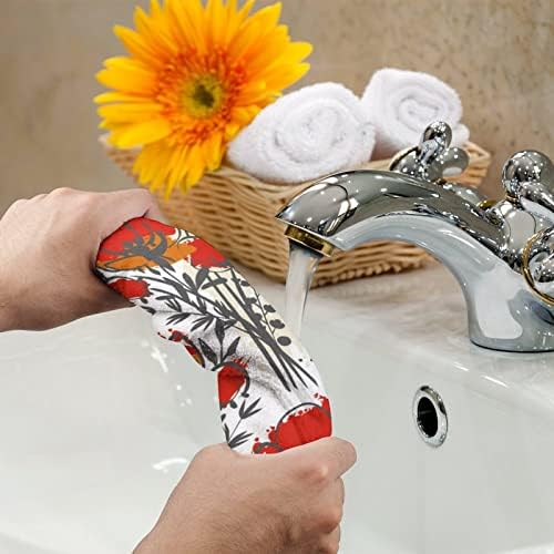 פרגים אדומים מגבות ידיים פנים שטיפת גוף מטלית כביסה רכה עם חמוד מודפס למטבח אמבטיה מלון יומיומי שימוש