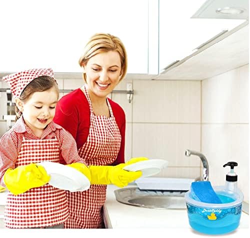מתקן לסבון כלים, כלי ספוג וכלי סבון למטבח 3 ב -1 כלי מטבח, פלסטיק שקוף