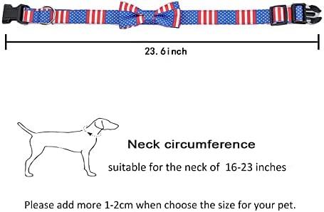 Bnibol 4 ביולי צווארוני כלבי דגל אמריקאים עם עניבת פרפר נשלפת ואבזם שחרור מהיר, בטיחות לכלב