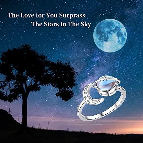 טבעת לקשקש כוכב כחול ירח חרדה טבעת לבת ספינר טבעת, מתכוונן כוכב תכשיטי מתנה לבת נוער בנות נשים